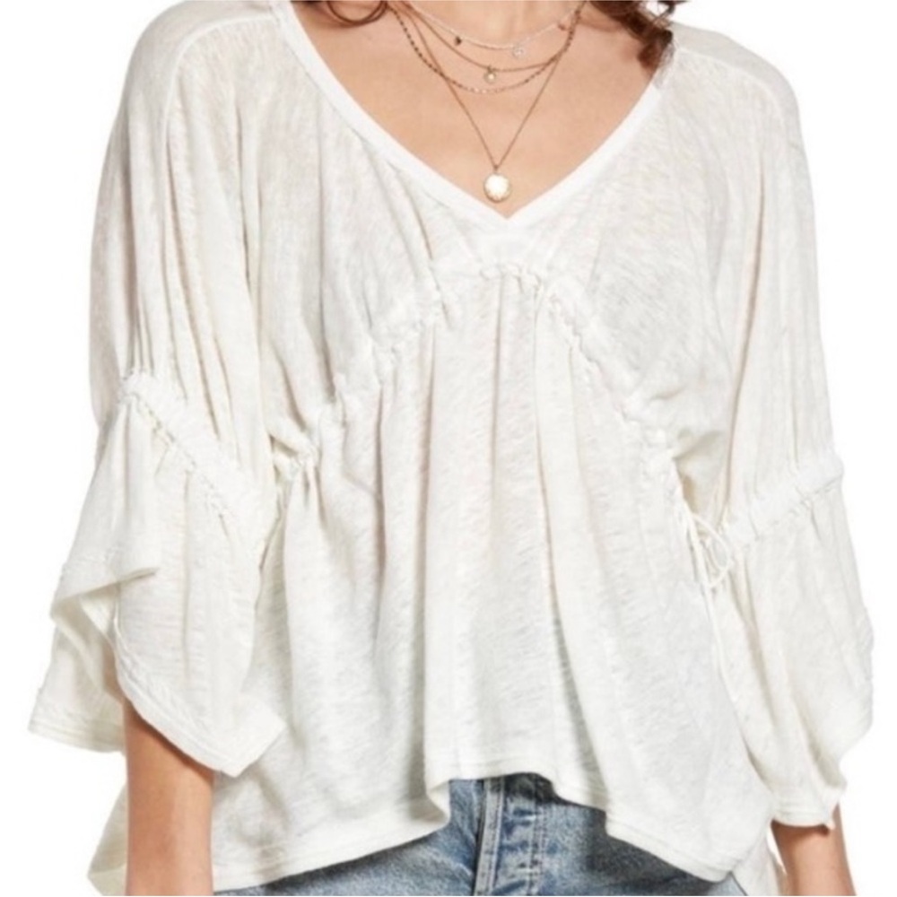 Free People loose boho style blouse with side ties size Medium